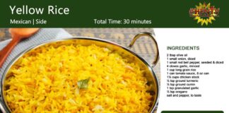Mexican Yellow Rice Recipe Card