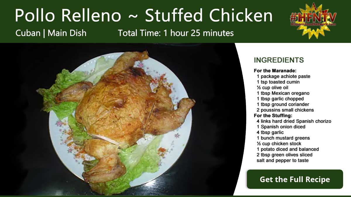 Pollo Relleno ~ Stuffed Chicken Recipe Card