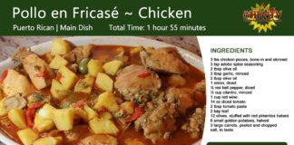Pollo en Fricase ~ Chicken Fricassee Recipe Card