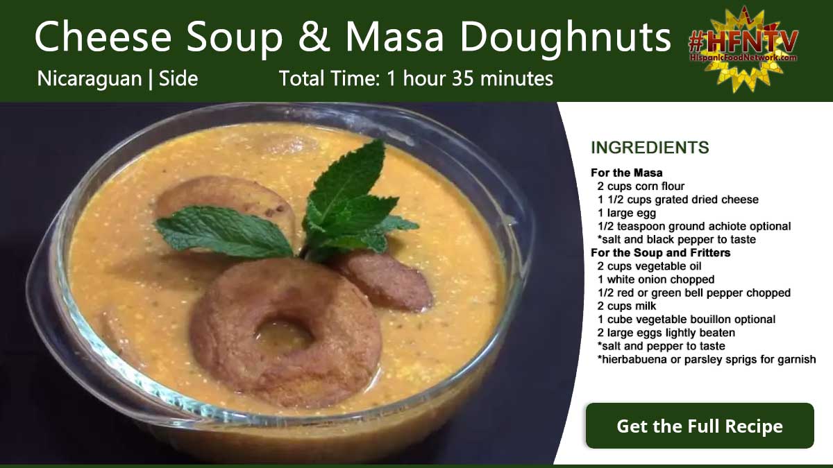 Cheese Soup and Masa Doughnuts Recipe Card