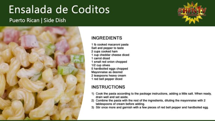 Ensalada de Coditos, a Puerto Rican Macaroni Salad