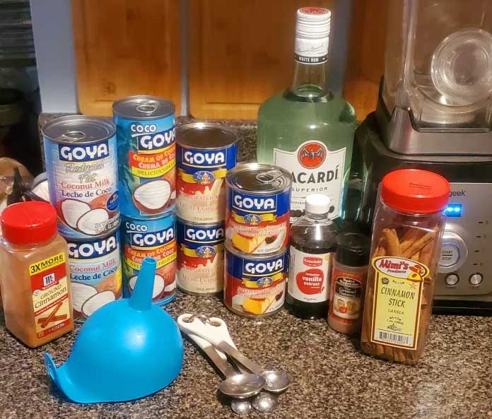 Ingredients for Puerto Rican Coquito