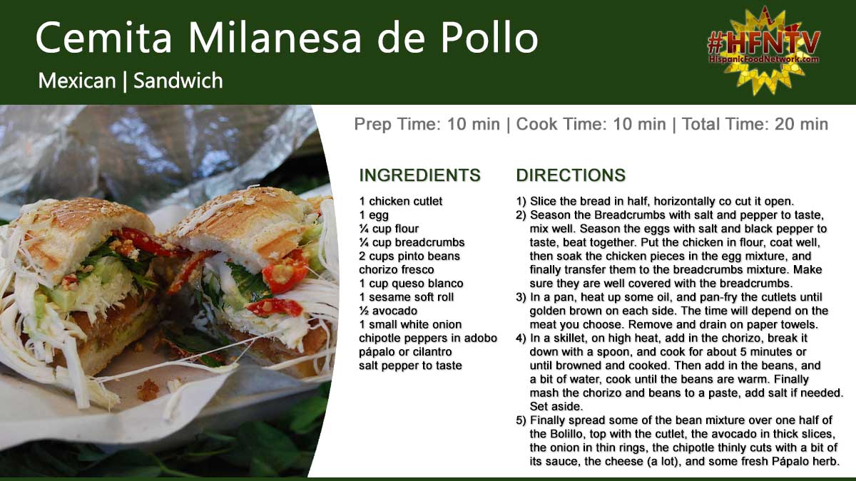 Cemita Milanesa de Pollo ~ Chicken Sandwich