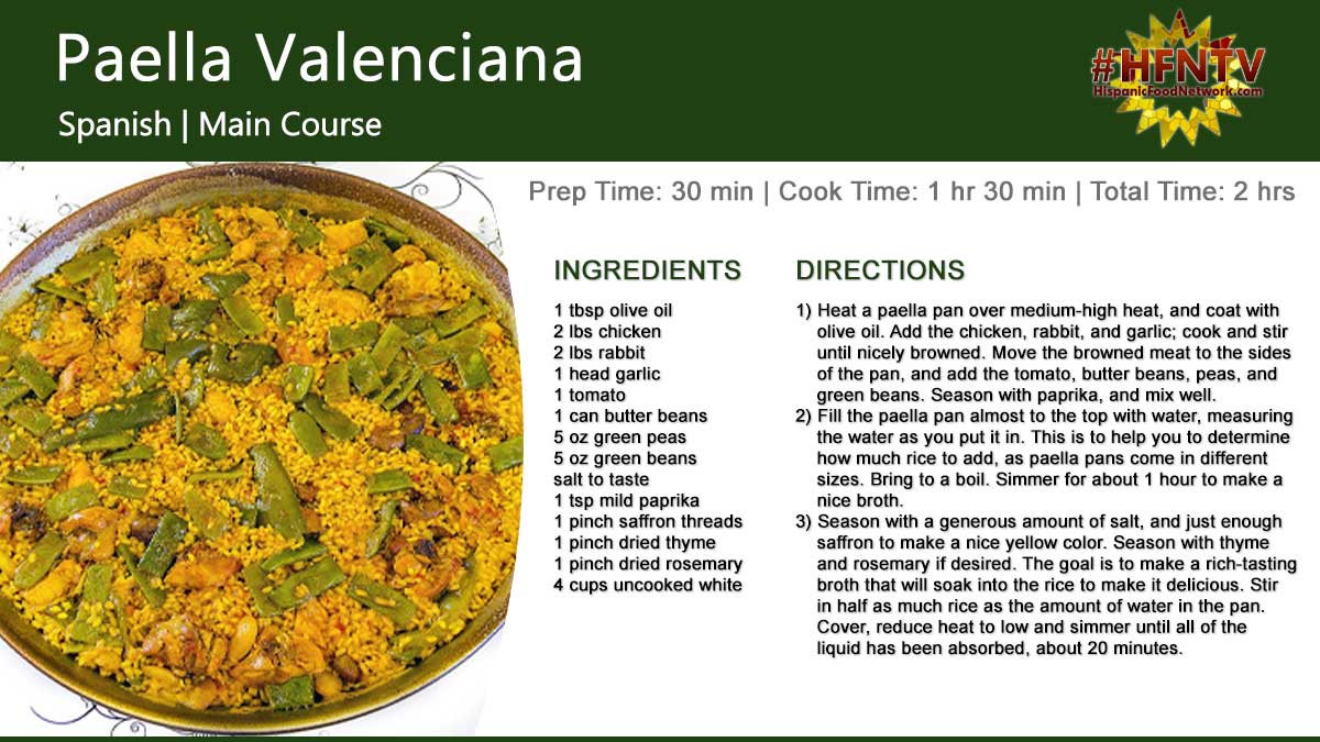 Paella Valenciana Recipe Card
