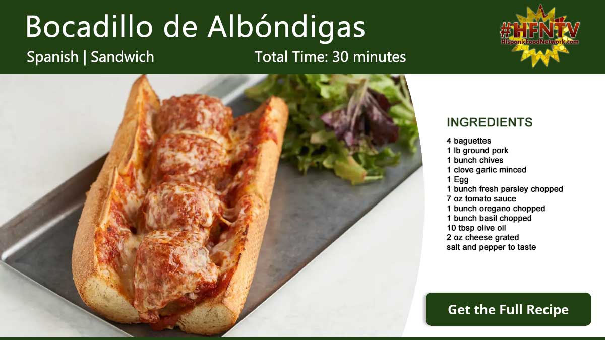 Bocadillo de Albóndigas ~ Meatball Sandwich Recipe Card