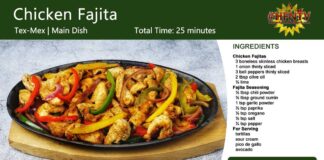 Chicken Fajita Recipe Card