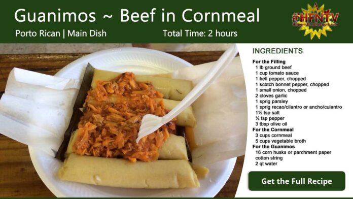 Guanimos ~ Cornmeal Beef Pockets Recipe Card