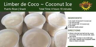 Limber de Coco ~ Coconut Ice Recipe Card