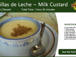 Natillas de Leche ~ Milk Custard Recipe Card