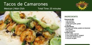 Tacos de Camarones a la Parrilla ~ Grilled Shrimp Tacos Recipe Card