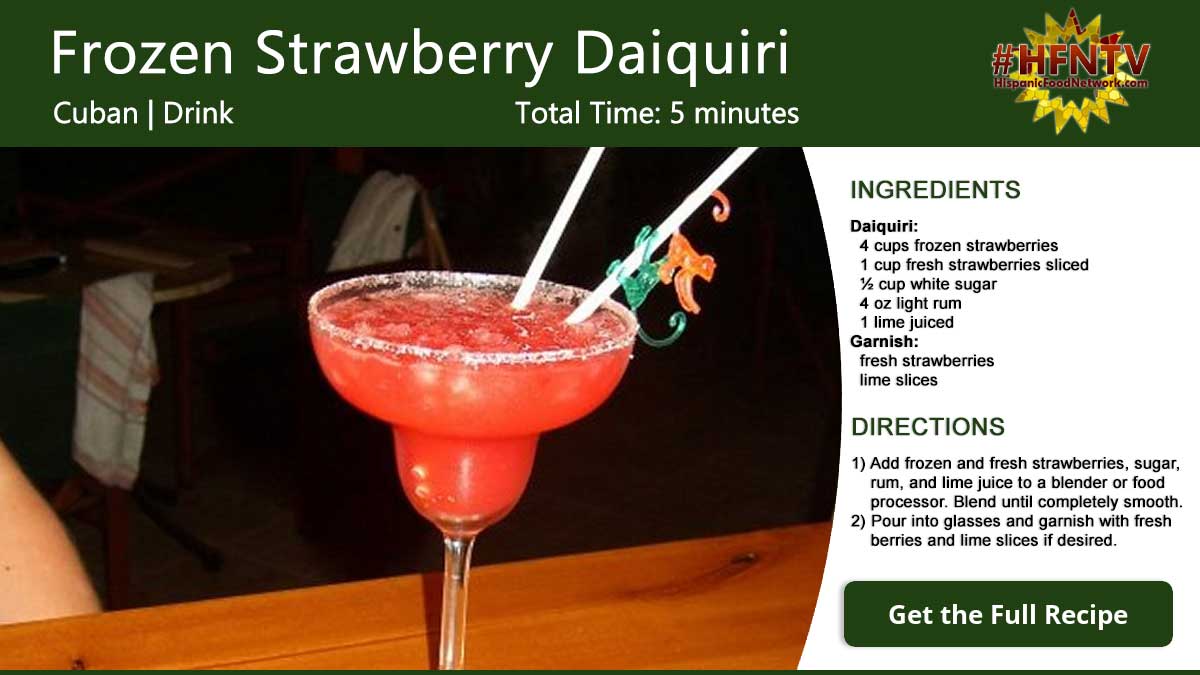 Frozen Strawberry Daiquiri Cocktail Recipe Card