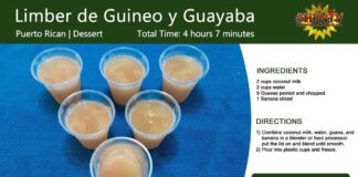 Limber de Guineo y Guayaba ~ Banana and Guava Ice Recipe Card