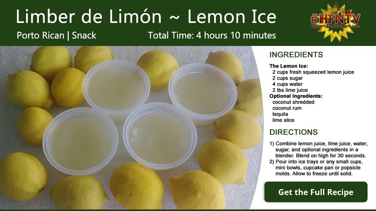 Limber de Limón ~ Lemon ice Recipe Card