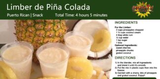 Limber de Piña Colada ~ Piña Colada Ice Recipe Card