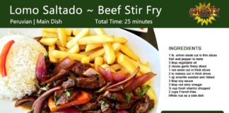 Lomo Saltado ~ Beef Stir Fry Recipe Card