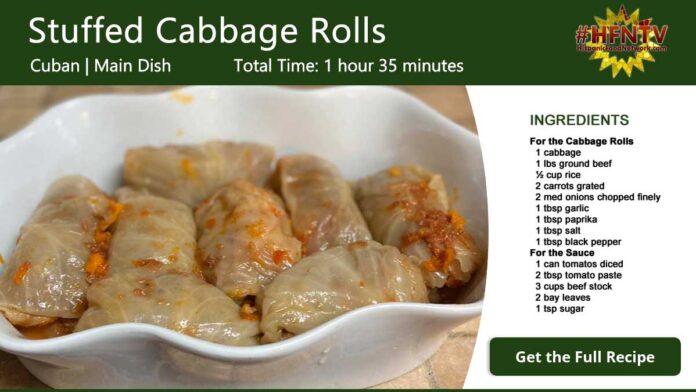 Rice Beef Stuffed Cabbage Rolls Recipe Card