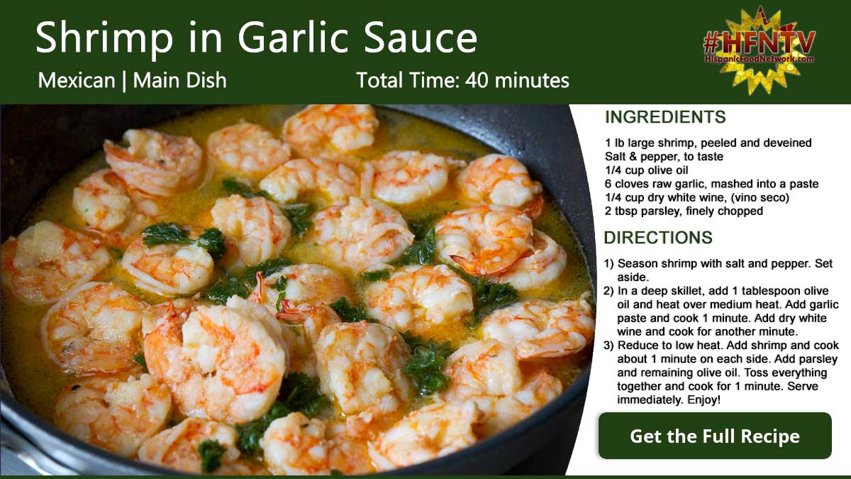 Shrimp in Garlic Sauce ~ Camarones Al Ajillo Recipe Card