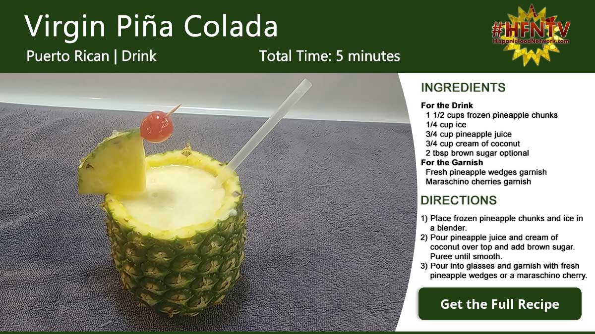 Virgin Piña Colada Recipe Card