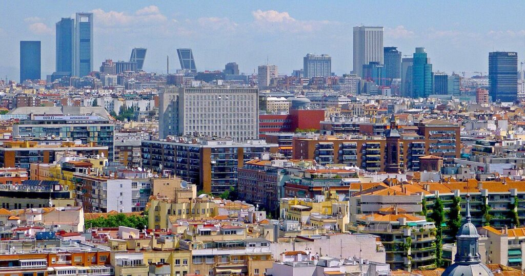 Madrid Skyline View from España Building Rooftop