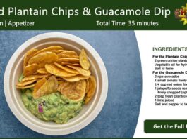 Fried Plantain Chips with Guacamole Dip